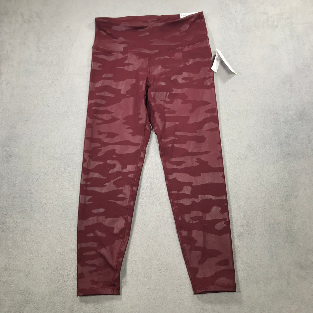 Old Navy Elevate Legging Women L Burgundy New Camo High Rise 7/8 Ankle Go-Dry